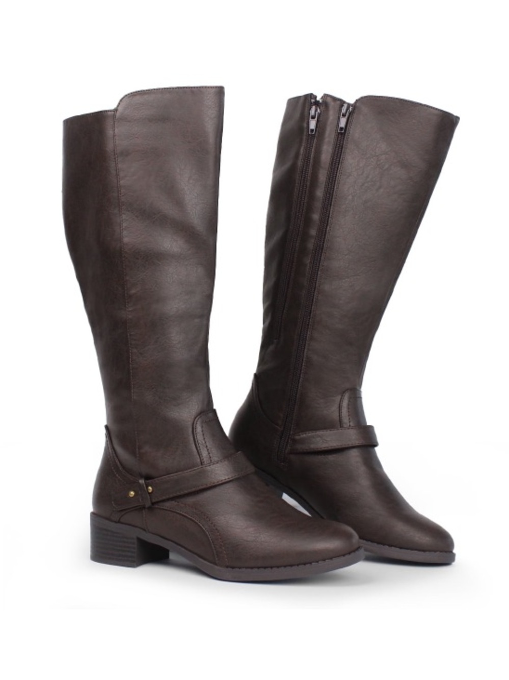 Hawkwell Wide-Calf Double-Zip Boots in Dark Brown women’s size 11